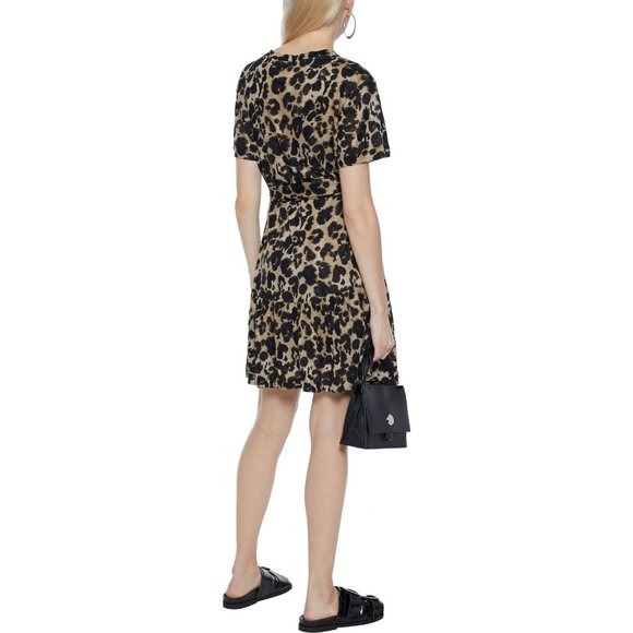 Current Elliott The Crystal Leopard Print Linen Jersey Mini Dress size 0 - Picture 2 of 11
